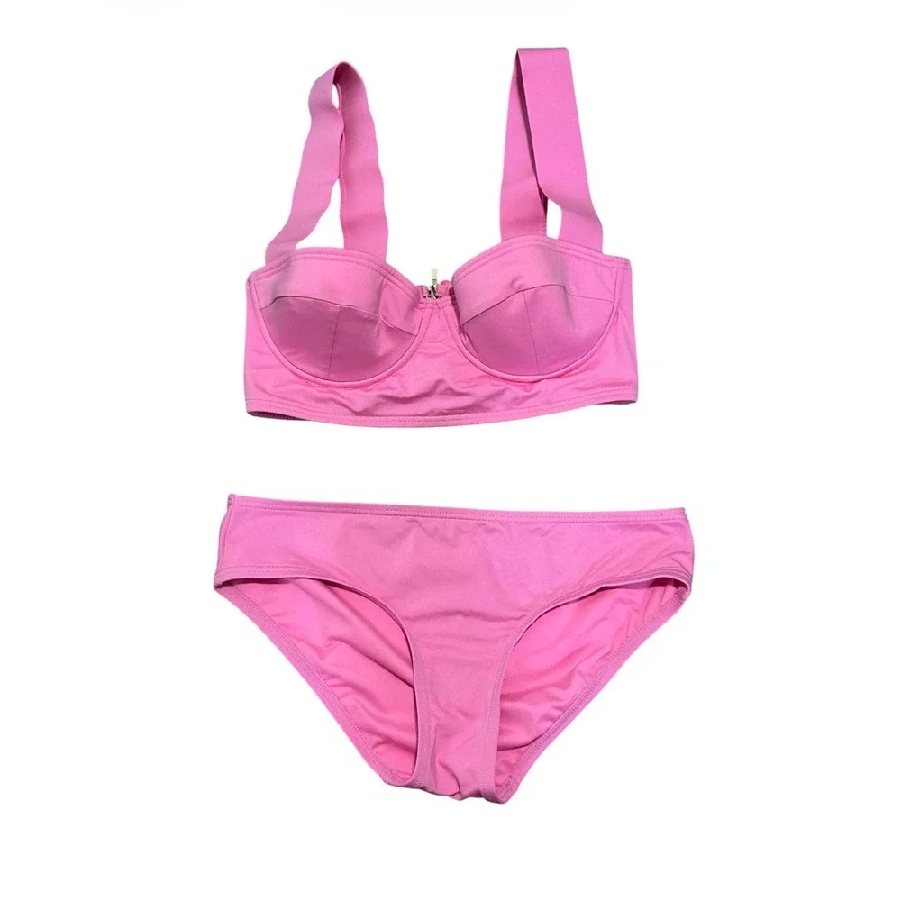 Kate Spade New York Georgia Beach Bralette Bikini Set Pink Geranium Size XS